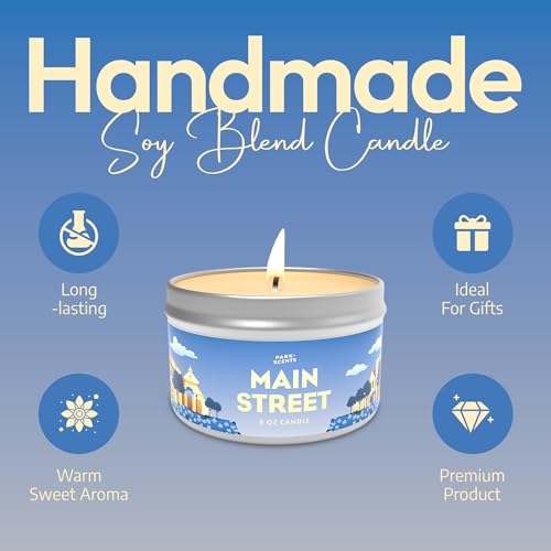 Park Scents Disneyland Main Street Inspired Scented Vanilla Candle - Handmade Soy Candle, Long Lasting Candles - Warm, Sweet Aroma Scented Candle for Home, Aromatic Jar Candle Scents - Creme Brulee