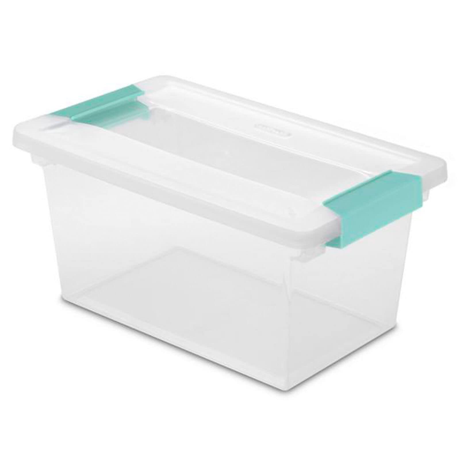 4-Pack Medium Clip Box, Stackable Small Storage Bin with Latching Lid, Plastic Container to Organize Office, Crafts, Clear Base and Lid