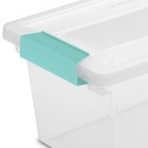 4-Pack Medium Clip Box, Stackable Small Storage Bin with Latching Lid, Plastic Container to Organize Office, Crafts, Clear Base and Lid