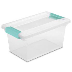 4-Pack Medium Clip Box, Stackable Small Storage Bin with Latching Lid, Plastic Container to Organize Office, Crafts, Clear Base and Lid