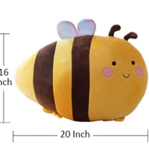 20 Inch Plush Bumblebee Stuffed Animal Bumble Bee Hugging Pillow Honey Bee Plushies Throw Pillow Bee Anime Gift for Kids and Lovers in Birthday,Valentine's Day,Christmas...