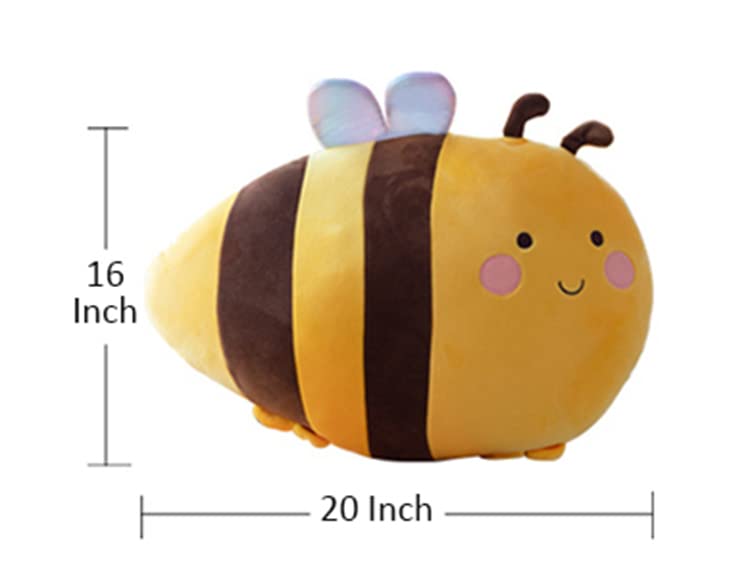 20 Inch Plush Bumblebee Stuffed Animal Bumble Bee Hugging Pillow Honey Bee Plushies Throw Pillow Bee Anime Gift for Kids and Lovers in Birthday,Valentine's Day,Christmas...