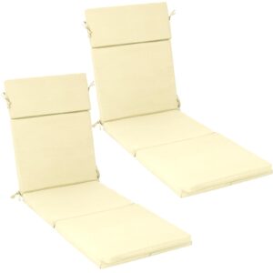 Preboun 2 Pieces Outdoor Chaise Lounge Cushion Furniture Patio Lounge Chair Replacement Cushion Outside Fabric Chair Cushions Sun Lounger Seat Cushion for Patio Lawn Summer Beach Pools(Cream White)