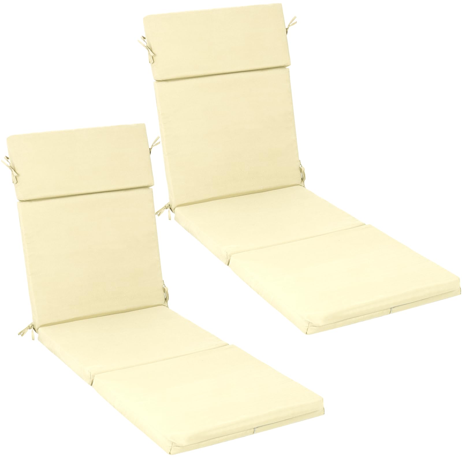 Preboun 2 Pieces Outdoor Chaise Lounge Cushion Furniture Patio Lounge Chair Replacement Cushion Outside Fabric Chair Cushions Sun Lounger Seat Cushion for Patio Lawn Summer Beach Pools(Cream White)