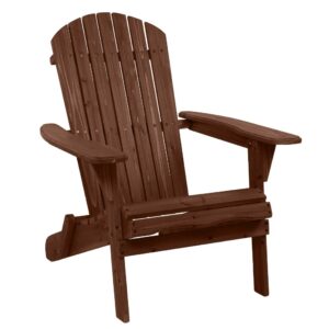 outvita wood adirondack chair, folding wooden lounge seating, all weather outdoor furniture chair with armrest for garden fire pit yard beach, 350 lb support（carbonized）