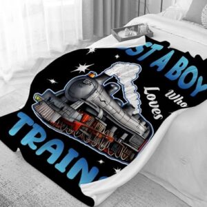 Vajrayogini Just A Boy Who Loves Trains Blanket Soft Lightweight Throw Warm Cozy Plush Blankets for Couch Bed Sofa Practical Gift XS 30×40 in for Leg/Pet