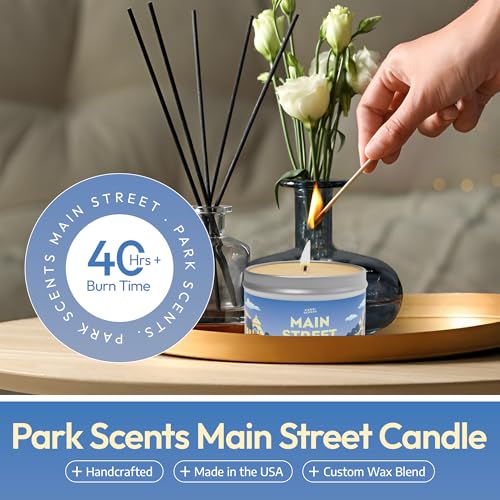 Park Scents Disneyland Main Street Inspired Scented Vanilla Candle - Handmade Soy Candle, Long Lasting Candles - Warm, Sweet Aroma Scented Candle for Home, Aromatic Jar Candle Scents - Creme Brulee