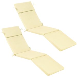 preboun 2 pieces outdoor chaise lounge cushion furniture patio lounge chair replacement cushion outside fabric chair cushions sun lounger seat cushion for patio lawn summer beach pools(cream white)