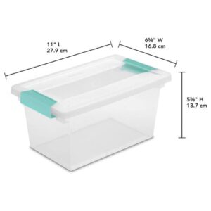 4-Pack Medium Clip Box, Stackable Small Storage Bin with Latching Lid, Plastic Container to Organize Office, Crafts, Clear Base and Lid