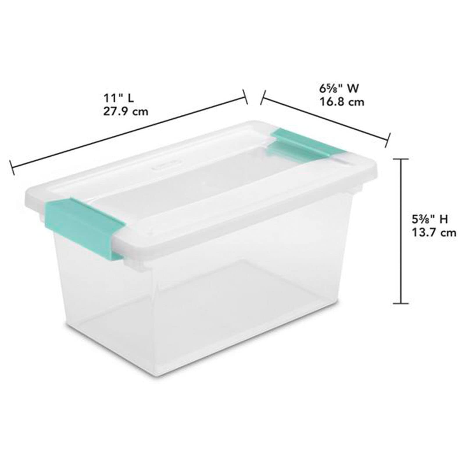 4-Pack Medium Clip Box, Stackable Small Storage Bin with Latching Lid, Plastic Container to Organize Office, Crafts, Clear Base and Lid