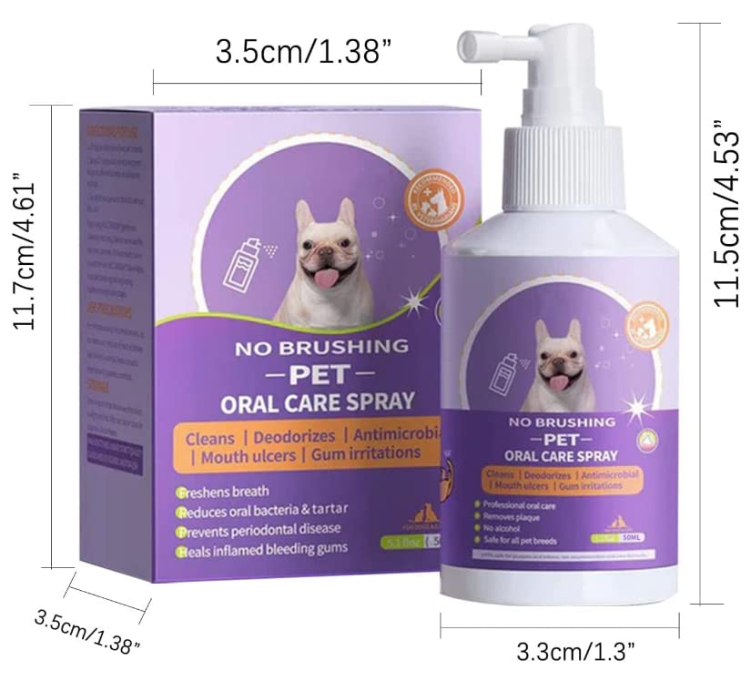 Pet Clean Teeth Spray, 2023 New Formula for Dogs & Cats, No Brushing Required, Freshens Breath, Prevents Plaque & Tartar, Natural Oral Care Spray (1pc)