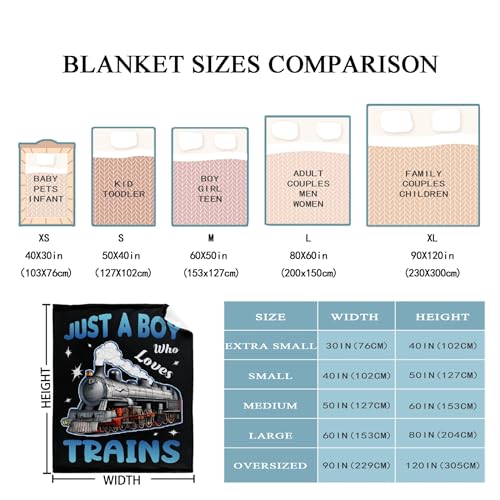 Vajrayogini Just A Boy Who Loves Trains Blanket Soft Lightweight Throw Warm Cozy Plush Blankets for Couch Bed Sofa Practical Gift XS 30×40 in for Leg/Pet