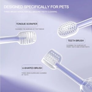 360 Degree Dog and Dat Toothbrush with Tongue Cleaner, Pet Silicone Toothbrush and Cat Toothbrush Kit, Comes with a Storage Cup, Suitable for Small and Medium-Sized Dogs, Cats, Ferrets, and Dutch Pigs