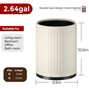 LEASYLIFE 10L/2.6Gal Waste Basket for Office,Open Top Bathroom Trash Can,Modern Garbage Can,Small Metal Trash can for Office,Bathroom,Laundry,Hotel,Bedroom