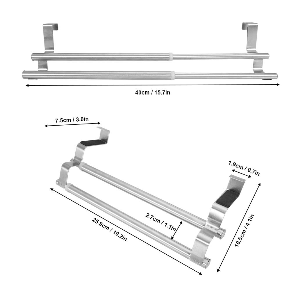 Stainless Steel Retractable Over Towel Rack Bath Towel Rack Bedroom Towel Shelf (40cm Retractable Double Pole)