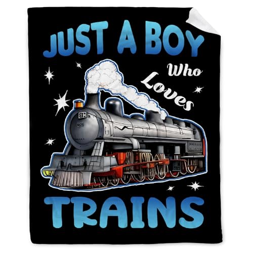 Vajrayogini Just A Boy Who Loves Trains Blanket Soft Lightweight Throw Warm Cozy Plush Blankets for Couch Bed Sofa Practical Gift XS 30×40 in for Leg/Pet