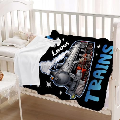 Vajrayogini Just A Boy Who Loves Trains Blanket Soft Lightweight Throw Warm Cozy Plush Blankets for Couch Bed Sofa Practical Gift XS 30×40 in for Leg/Pet