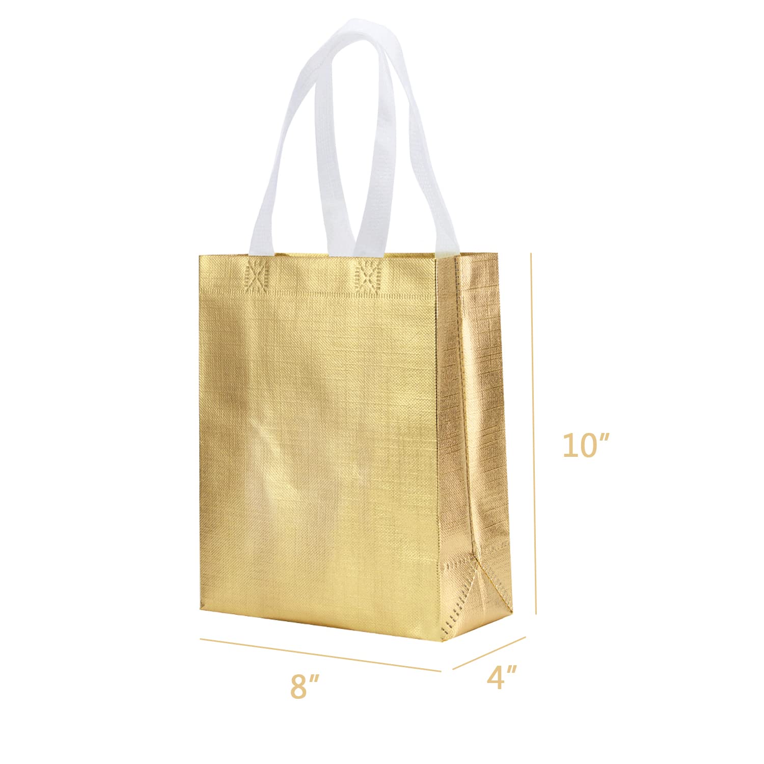 GANKEIC 8" X 4" X 10" Reusable Gift Bags With Handles for Birthday Christmas Party Favor Gift Bag Pack of 12 (3 Colors Mix)