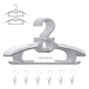 Gencuoir Baby Nursery Closet Hangers, Ultra Thin Non-Slip and Extendable Laundry Infant Pant Hanger for Newborn Clothes 30pcs11“-14‘’ Adjustable Children Coat Hanger for Girl Boy Toddler Kids Child