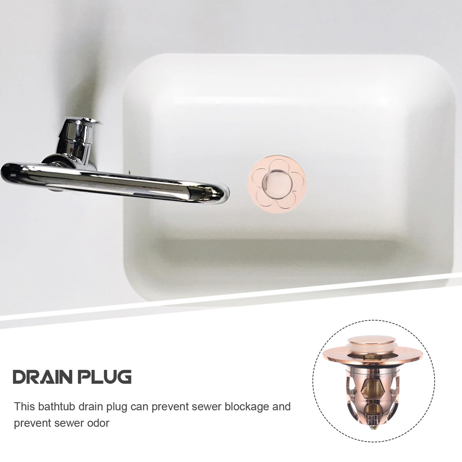 Uonlytech Sink Stopper Universal Sink Drain Tub Press Drain Rose Gold Bathtub Stopper for Bathroom, Washbasin