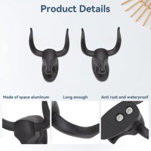 Heavy Duty Towel Hooks, 2 Packs Cow Head Wall Hooks Decorative Wall Hooks Towel Hooks for Bathroom Wall Mounted Clothes Hanger Coat Hook Rustic Bathroom Decor