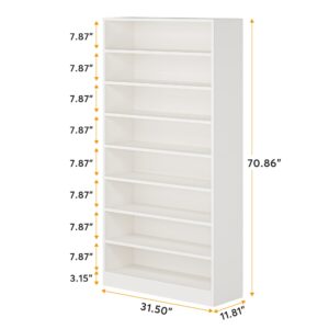 LITTLE TREE Shoe Cabinet, 9 Tier 40 Pairs Heavy Duty Wood Freestanding Shoe Storage Cabinet, 70.9" Tall Shoe Cabinet with Open Storage for Entryway, Pure White