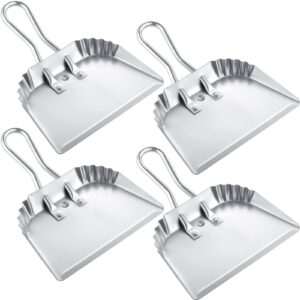 mumufy 4 pack heavy duty metal dust pans 12 inch metal dustpan large dust pan wide dustpans for household handheld wide scooper dust and debris cleaning tool ideal for home and commercial use