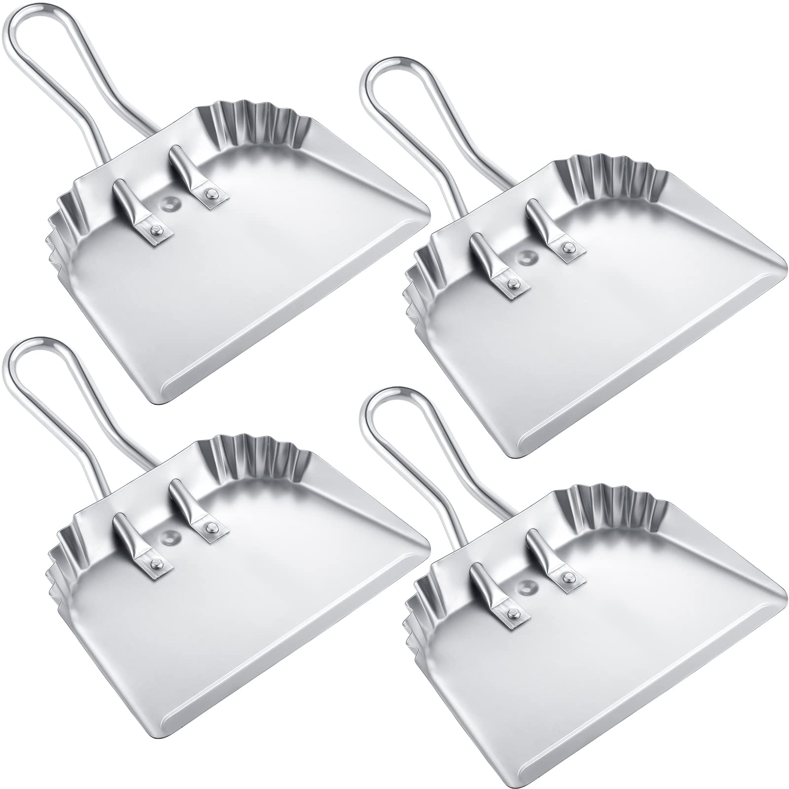 Mumufy 4 Pack Heavy Duty Metal Dust Pans 12 Inch Metal Dustpan Large Dust Pan Wide Dustpans for Household Handheld Wide Scooper Dust and Debris Cleaning Tool Ideal for Home and Commercial Use