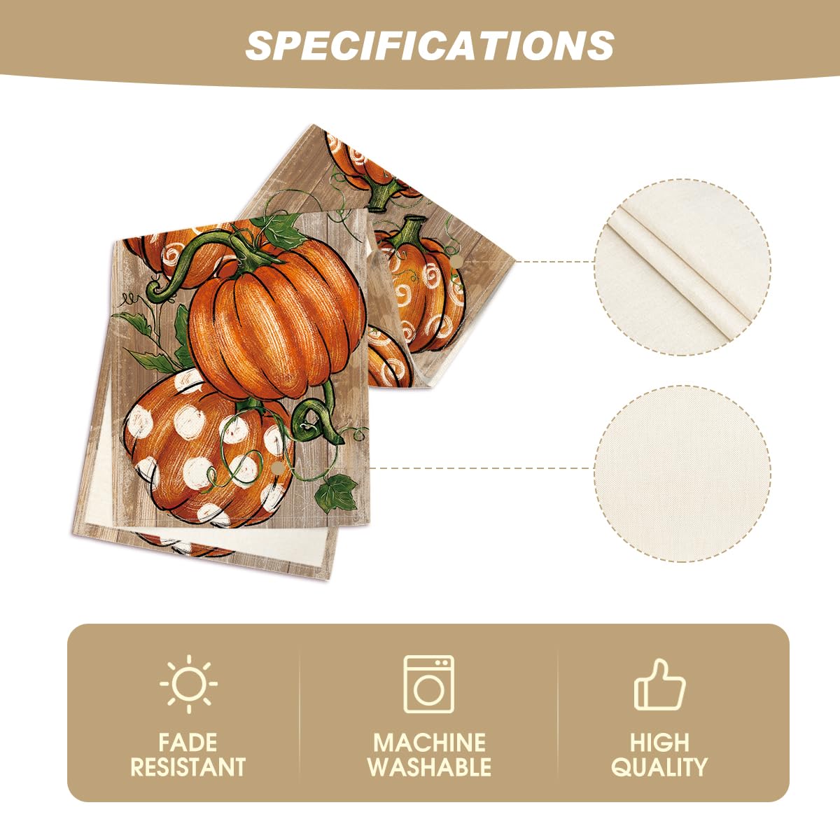 Artoid Mode Polka Dot Pumpkins Vine Fall Table Runner, Seasonal Autumn Thanksgiving Kitchen Dining Table Decoration for Home Party Decor 13x72 Inch