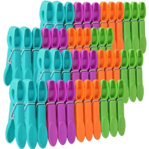 48 PCS Colored Plastic Clothespins,Clothes Pins Heavy Duty Outdoor,Towel Clips Clothes Pins with Springs Non Slip for Hanging Clothes,Outdoor,Clothesline Crafts Picture Clips Food Package Clips