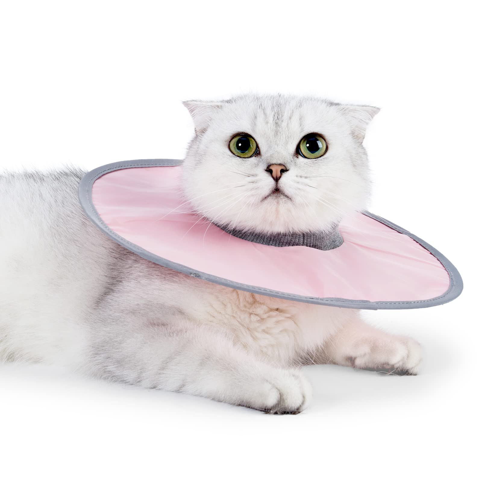 LAVVICHA Adjustable E Collar Cat Cone Collar Waterproof Lightweight Recovery Collar for Cats Small Dogs Kitten Puppy After Surgery Prevent Licking(Pink,M)