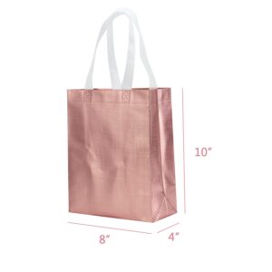 GANKEIC 8" X 4" X 10" Reusable Gift Bags With Handles for Birthday Christmas Party Favor Gift Bag Pack of 12 (3 Colors Mix)