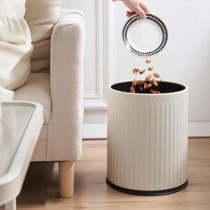 LEASYLIFE 10L/2.6Gal Waste Basket for Office,Open Top Bathroom Trash Can,Modern Garbage Can,Small Metal Trash can for Office,Bathroom,Laundry,Hotel,Bedroom