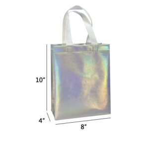 GANKEIC 8" X 4" X 10" Reusable Gift Bags With Handles for Birthday Christmas Party Favor Gift Bag Pack of 12 (3 Colors Mix)