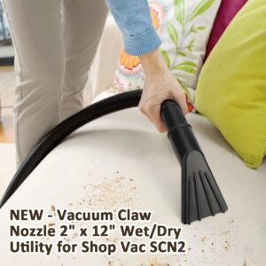 Vacuum Claw Nozzle 2" x 12" for Wet/Dry Utility Shop Vac Cleaning Auto Car Cars RV's Home Claw Nozzle SCN2