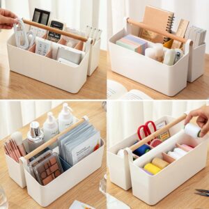 ENVIABELL Art Caddy Organizer, Plastic Art Supply Storage Organizer, Marker Organizer, Pencil Caddy with Handle, Craft Caddy with Dividers, Pen Holder for Desk