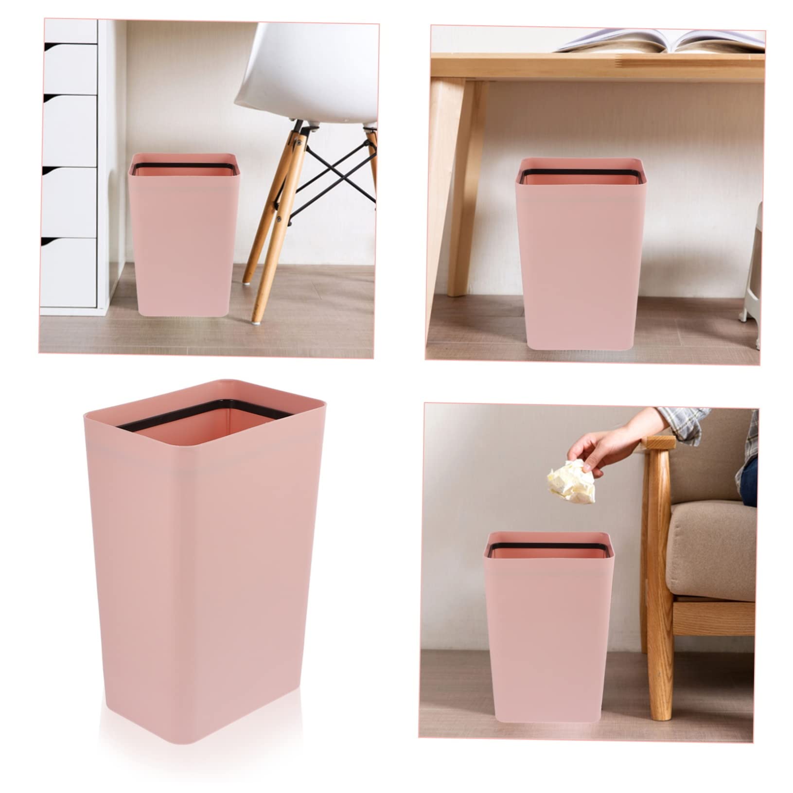 LIFKOME 1pc Open Trash Can Collapsible Bins Office Trash Cans Waste Basket for Office Bedroom Trash Can Garbage Bin Kitchen Bathroom Rubbish Can Plastic Pink Garbage Container Dustbin Mini