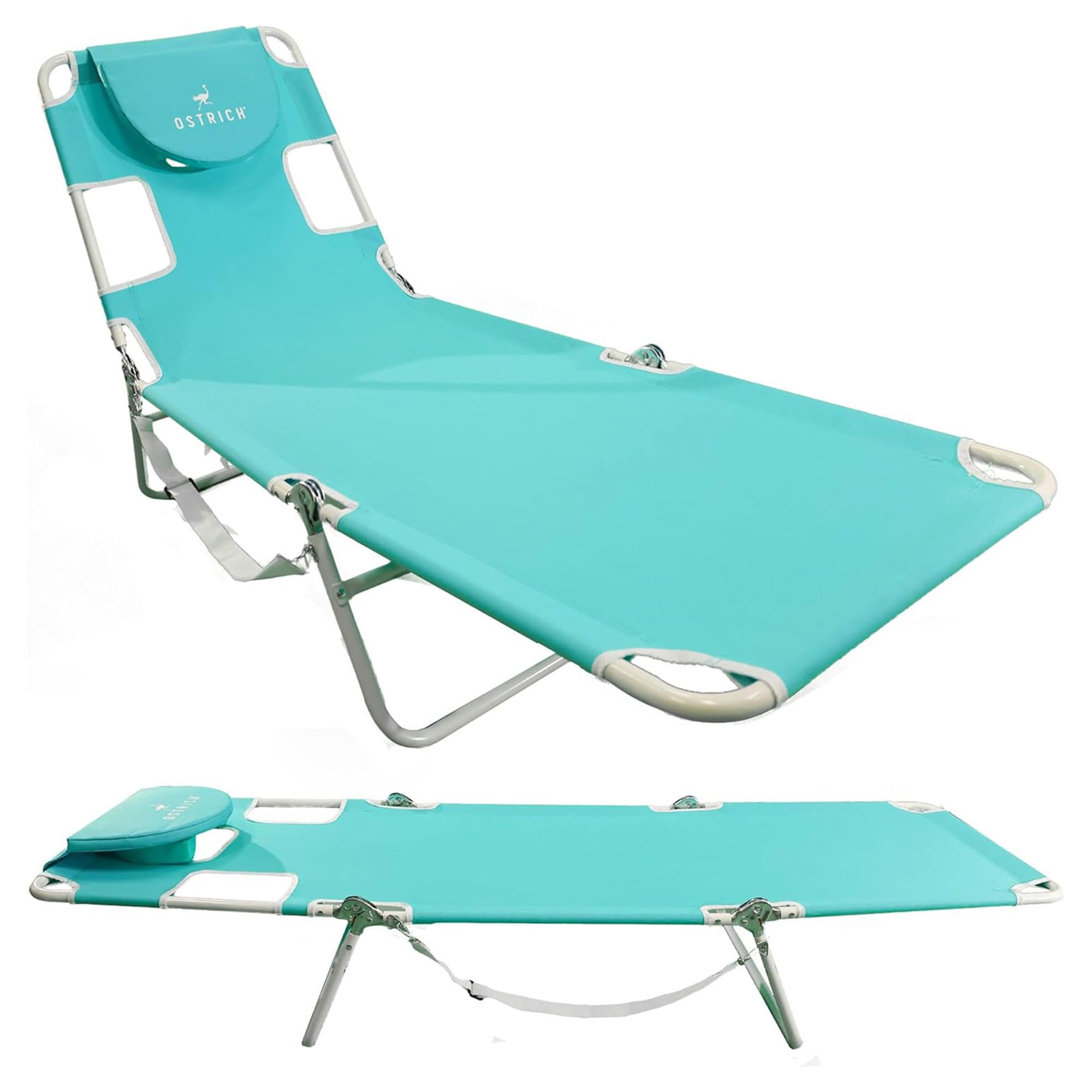 Ostrich 72 by 22 Inch Versatile Chaise Lounge Portable Reclining Lounger, Outdoor Patio, Beach, Lawn, Camping, or Pool Tanning Chair, Aqua