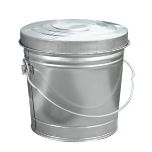 ubacks metal trash can with locking lid, 6 gallon galvanized steel bucket