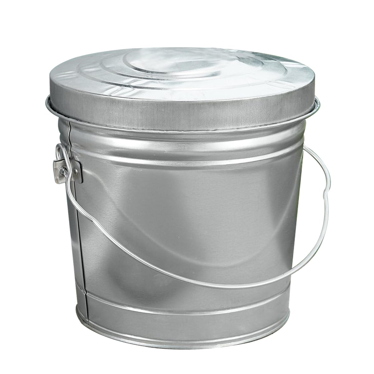 UBACKS Metal Trash Can with Locking Lid, 6 Gallon Galvanized Steel Bucket