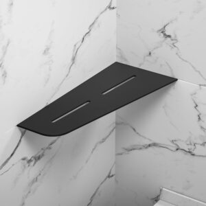 bernkot corner shower shelf 12" matte black 304 stainless steel quadrilateral corner shelf recessed bathroom shower shelf, no drilling