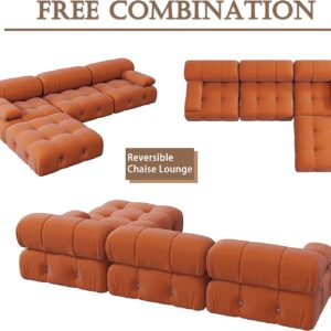 BOKIFOL Sectional Sofa, Modular Sectional Couch with Ottomans- L Shaped Couch for Living Room, 4 Seater Sofa Sets,104"(Orange)