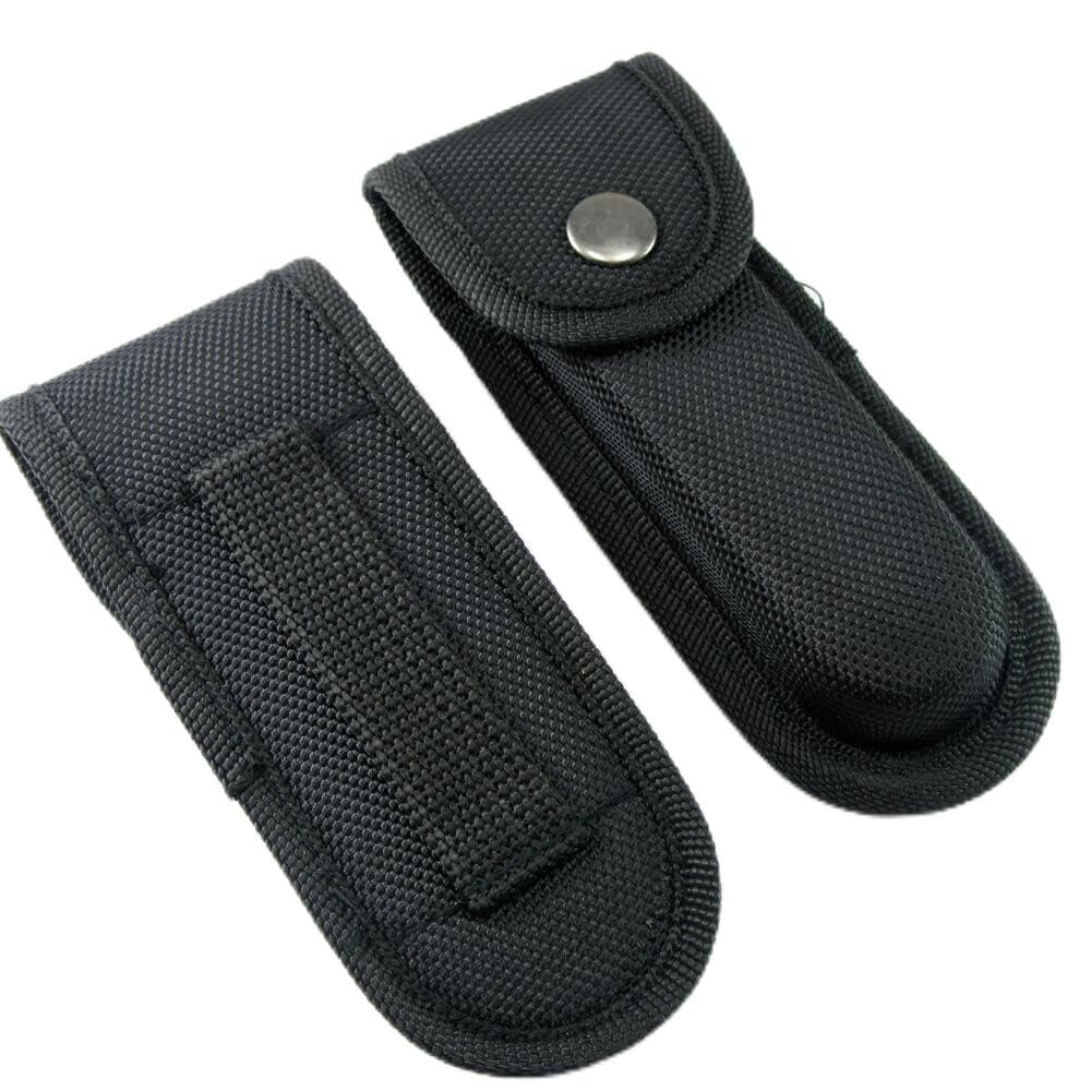 2pcs Hard Boxed Reinforced Nylon Belt Sheath For Folding Knife Black