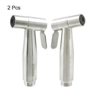 Hitefu 2PCS Bidet Sprayer Head for Toilet, Stainless Steel Handheld Bidet Toilet Sprayer, Adjustable Water Pressure Cloth Bathroom Diaper Sprayer for Toilet and Kitchen Cleaning