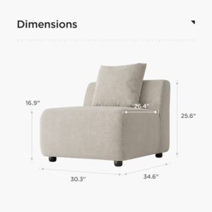 Acanva Luxury L-Shaped Upholstery Convertible Modular Sectional Sofa, Contemporary Reversible Couch with Chaise Lounge for Living Room, Apartment,1-Seater, Beige Armless Chair