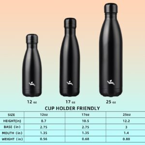 Konokyo Insulated Water Bottles,25 oz Double Wall Stainless Steel Vacumm Metal Flask for Sports Travel,Midnight Black