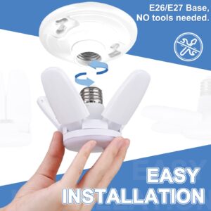 2 Pack Mini 30W Garage Light (150W Equivalent) - 6500K Daylight LED Garage Light, E26 Base Garage LED Light, LED Light Bulb for Basement,Closet,Workbench,Porch,Laundry Room, Garage Lights Ceiling LED