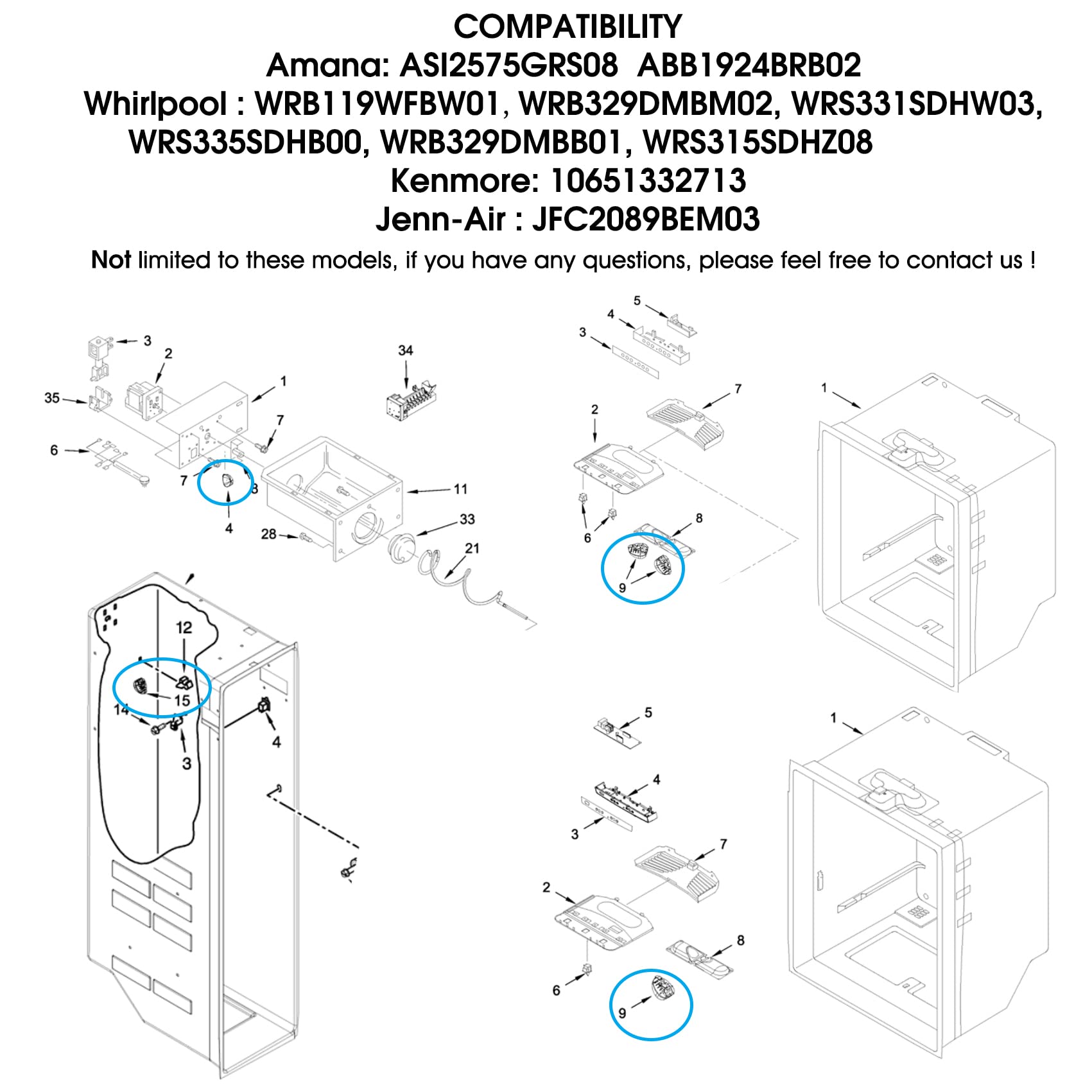 W11602886 Refrigerator LED Light Replaces W11520324 W11449273 AP7192759 W11251749 AP6986570 W11468934 W11549780 AP7014432 Compatible for Whirlpool KitchenAid Kenmore Refrigerators