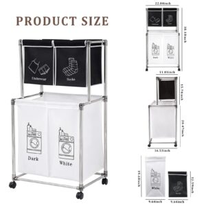 STQCPJ Laundry Sorter, Divided Dirty Clothes Laundry Hamper, Vertical Laundry Sorter, Laundry Basket Organizer with 4 Removable Bags. Perfect for organizing laundry room essentials