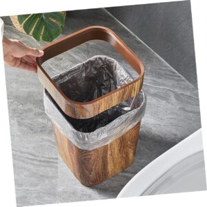 Holibanna Retro Trash Can Imitation Wood Grain Trash Can Square Wastebasket Decorative Rectangular Trash Containers Black Garbage Can Car Trash Can with Lid Bins with Lids Trash Can Kitchen